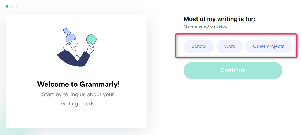 Grammarly Set Writing for